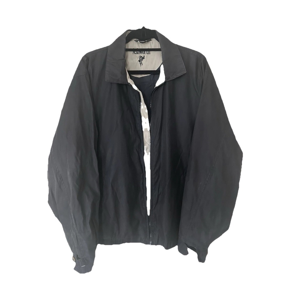 Ashworth Black Windbreaker Jacket‎ Men's Large Water-Resistant Golf